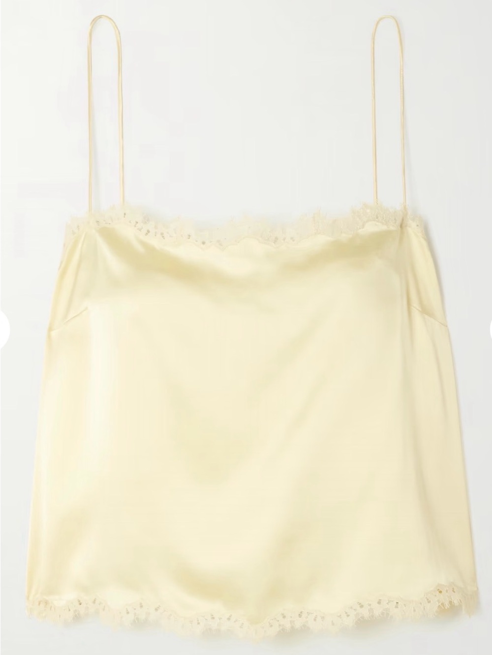 Doen Loure Top Silk Lace-Trim Cami in Butter Yellow